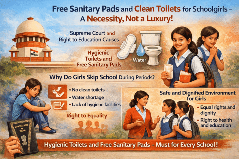 स्कूलों में मुफ्त सैनिटरी पैड और लड़कियों के लिए अलग शौचालय