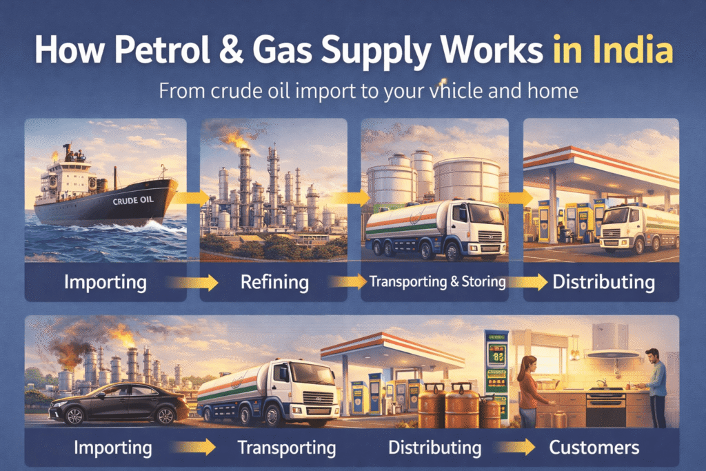 भारत में पेट्रोल गैस सप्लाई कैसे होती है