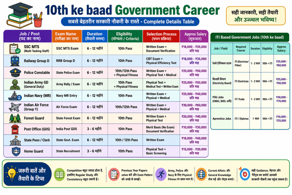 Government job opportunities after 10th