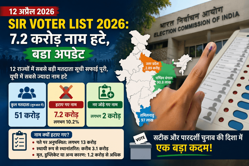 SIR Voter List 2026: 7.2 करोड़ नाम हटे, बड़ा अपडेट