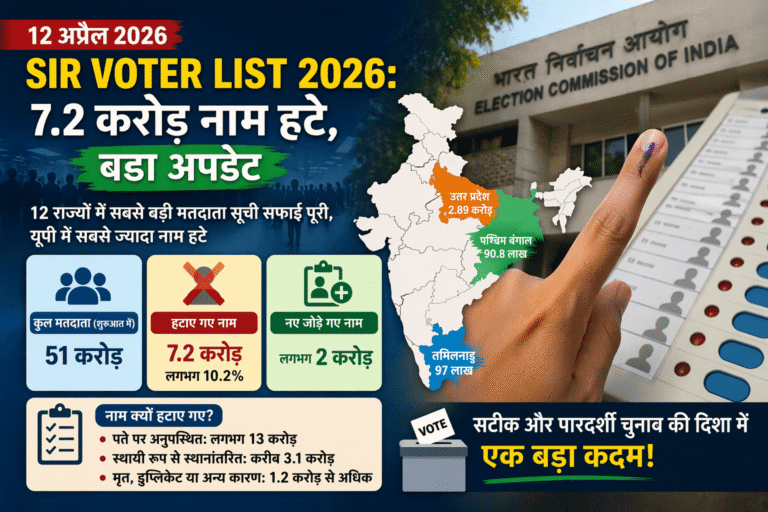 SIR Voter List 2026: 7.2 करोड़ नाम हटे, बड़ा अपडेट